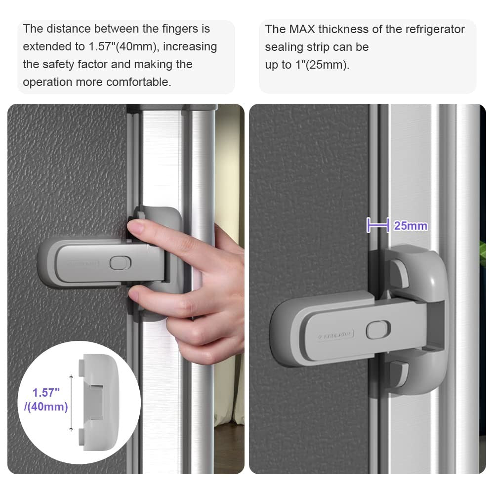EUDEMON Child Proof Fridge Refrigerator Freezer Door Lock 1 Pack Gray No Drill