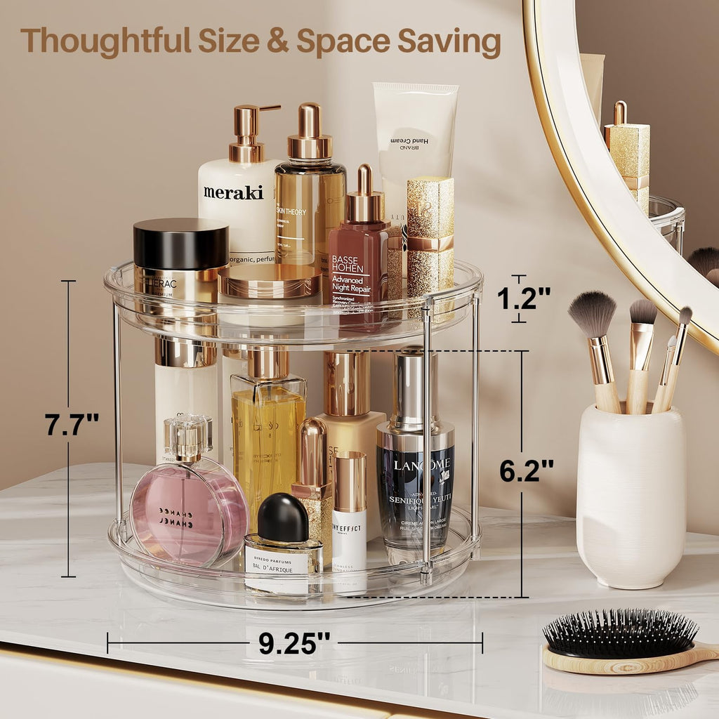2 Tier Lazy Susan Turntable Organizer 9.25'' Rotating Spice Rack Organization