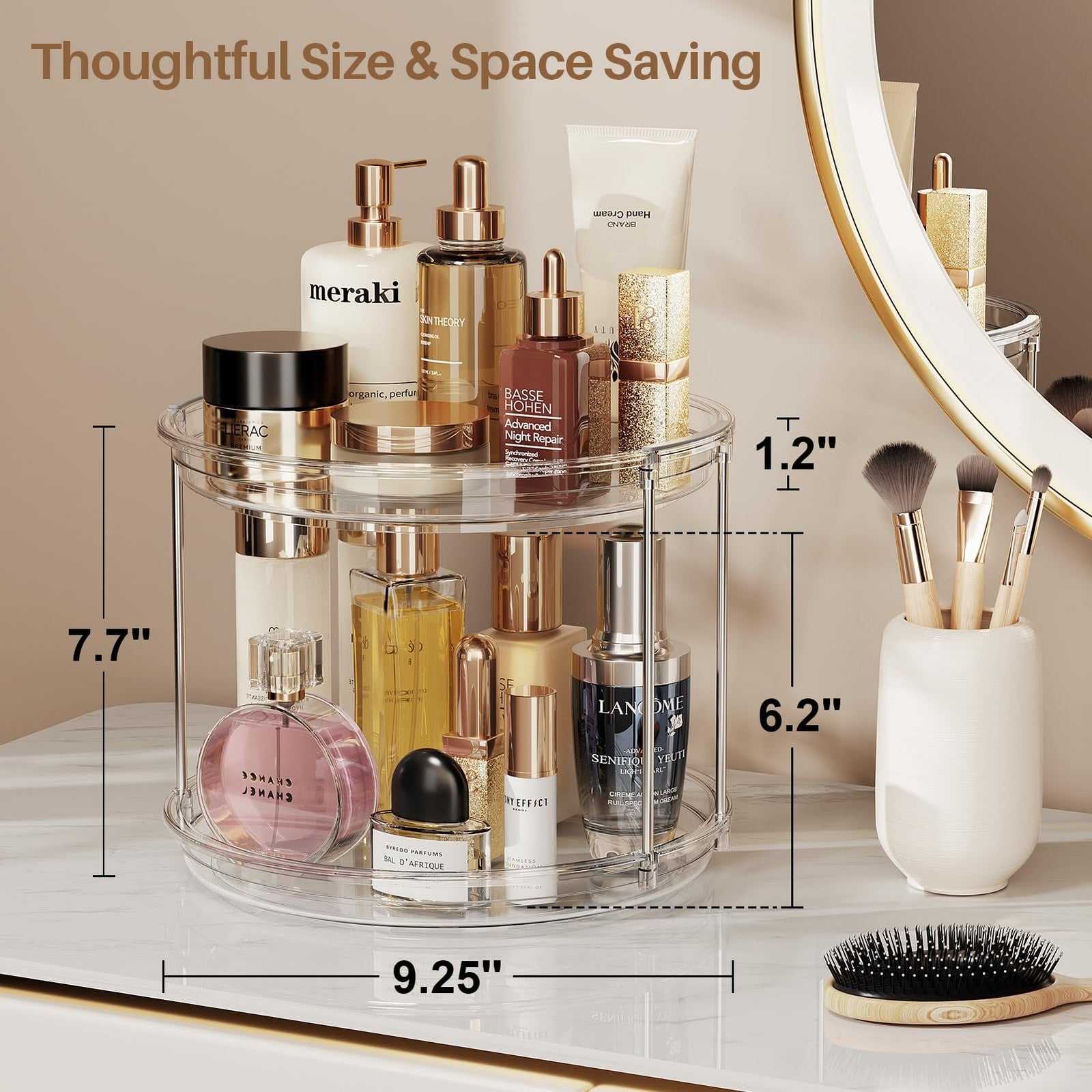 2 Tier Lazy Susan Turntable Organizer 9.25'' Rotating Spice Rack Organization
