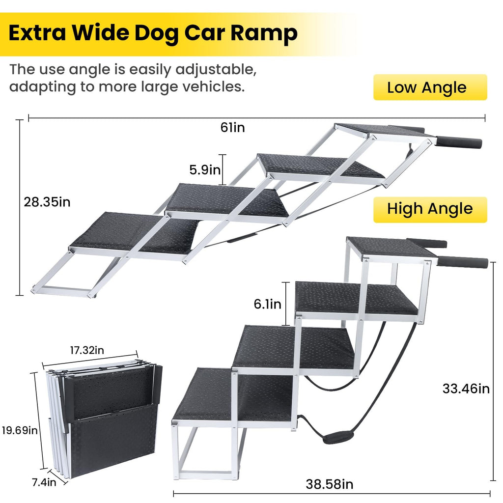 Dog Stairs for Large Dogs, Extra Wide Dog Ramp for Car with Non-Slip Surface,