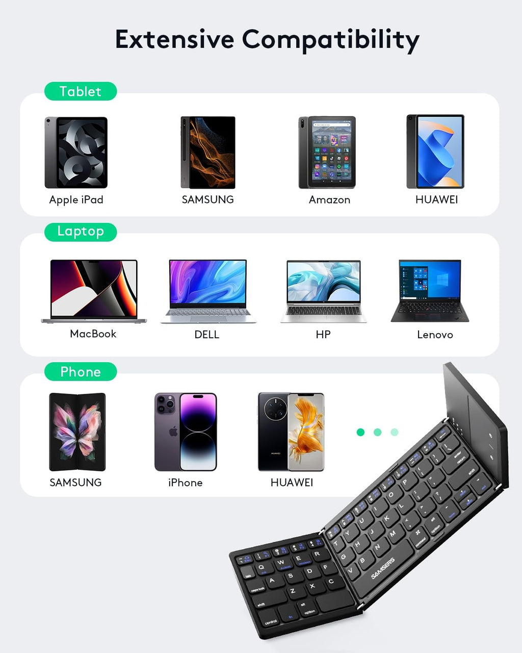 Samsers Foldable Bluetooth Keyboard with Touchpad for iOS Android Windows