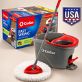 O-Cedar EasyWring Microfiber Spin Mop, Bucket Floor Cleaning System, Red, Gray,