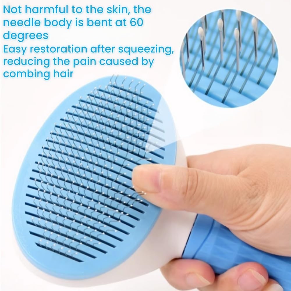 JRKOETY Cat Brush Self Cleaning Ergonomic Handle, Slicker Cat Brush with Release