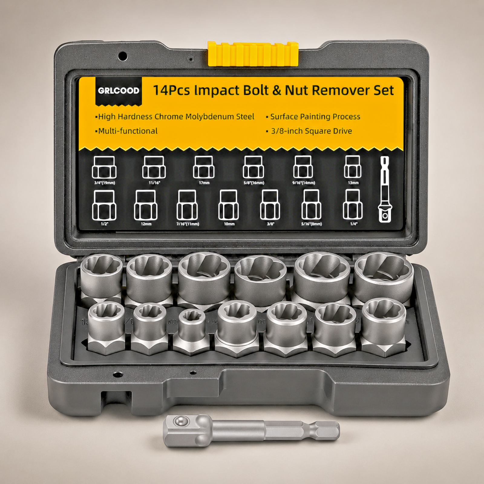 Bolt Extractor Set 14Pc Stripped Bolt Remover Socket Kit for Damaged Nuts