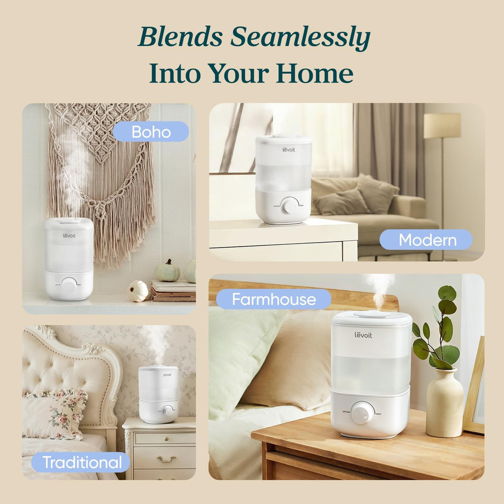 Top Fill Humidifiers for Bedroom, 2.5L Tank for Large Room, Easy to Fill & Clean