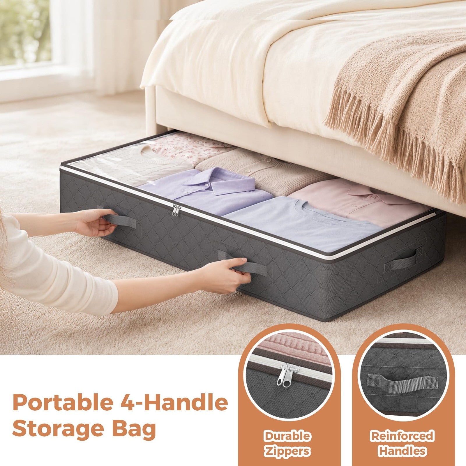 90L Under Bed Storage Containers, Closet Organizers and Storage Bins, Foldable