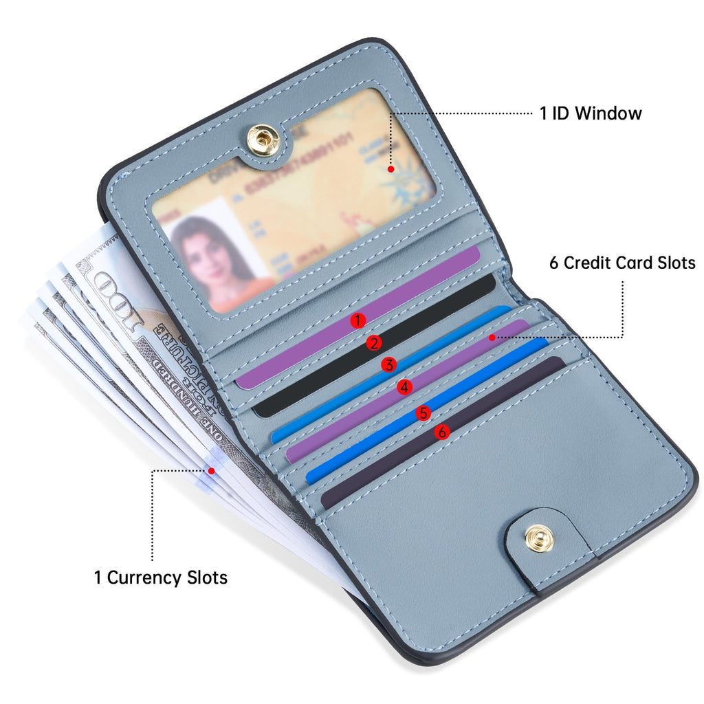Toughergun Slim RFID Leather Wallet for Women Compact Bifold ID Coin Zip