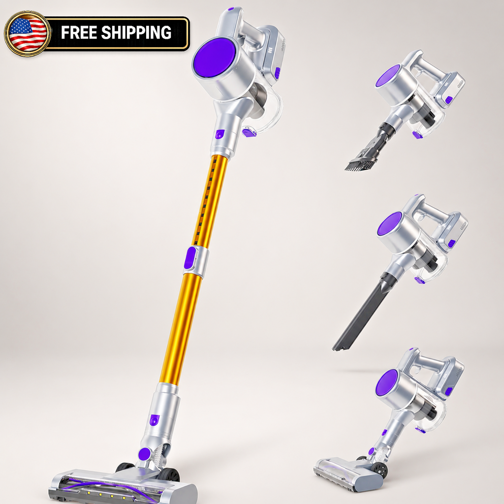NEWBULIG Cordless Stick Vacuum LED Display Self-Standing Pet Hair Cleaner