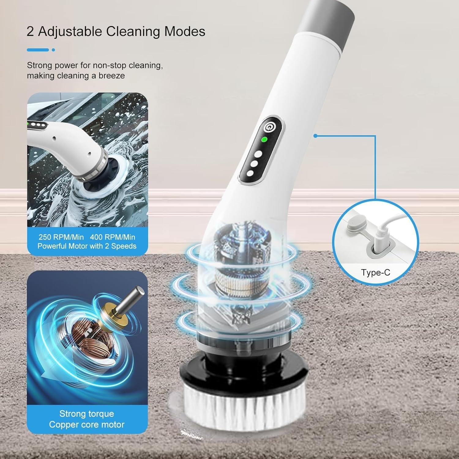 Electric Spin Scrubber, Electric Cleaning Brush for Bathroom, Kitchen and Shower
