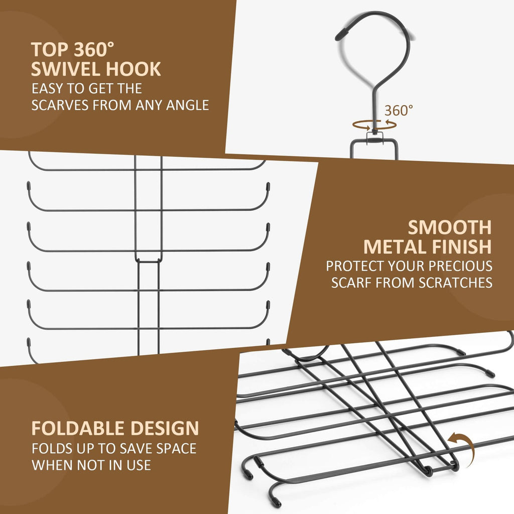 Scarf Organizer Scarf Hanger for Closet, Rotatable Sturdy Hijab Holder Holds 20