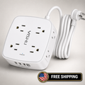 6 Ft Surge Protector Power Strip - 8 Widely Outlets with 4 USB Ports, 3 Side Out