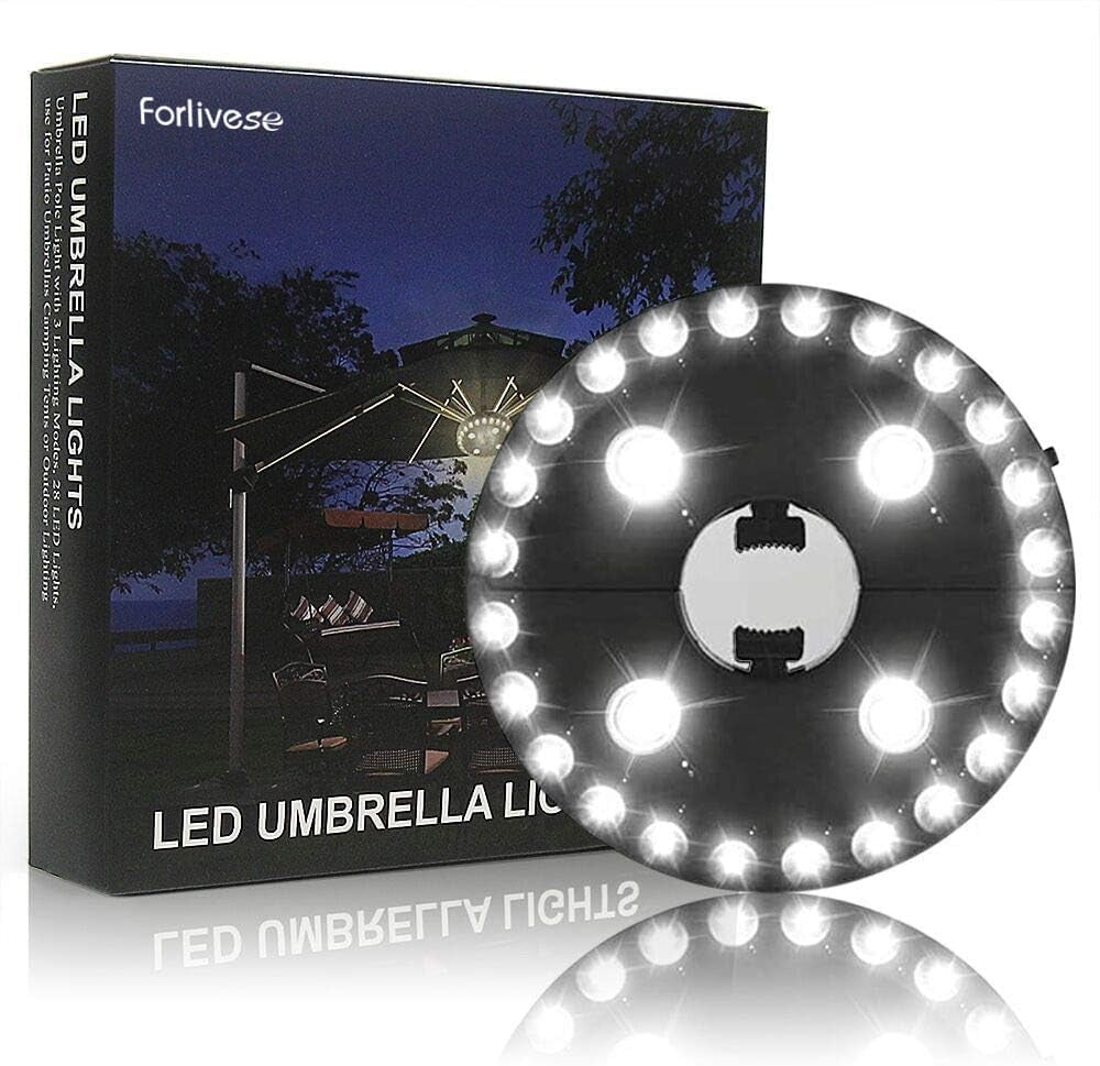 Patio Umbrella Light 3 Modes 28LED Cordless Battery Operated White