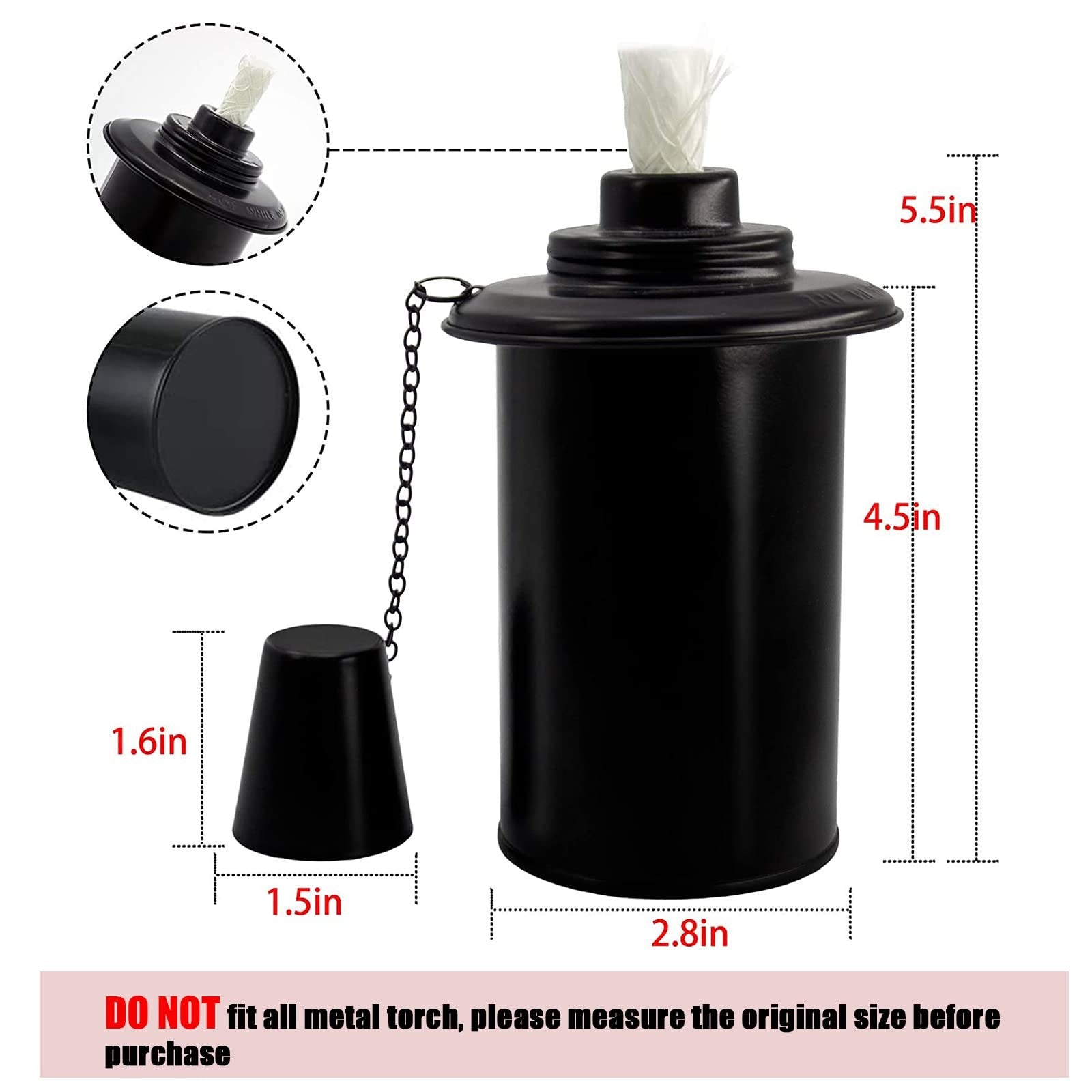 12 oz Torch Replacement Canisters 4 Pack Refillable Metal Cans Wicks Caps