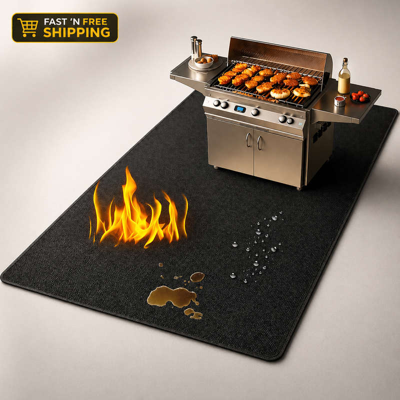 Under Grill Mats for Outdoor Grill, Thickened Double-Sided Fireproof Grill Pad