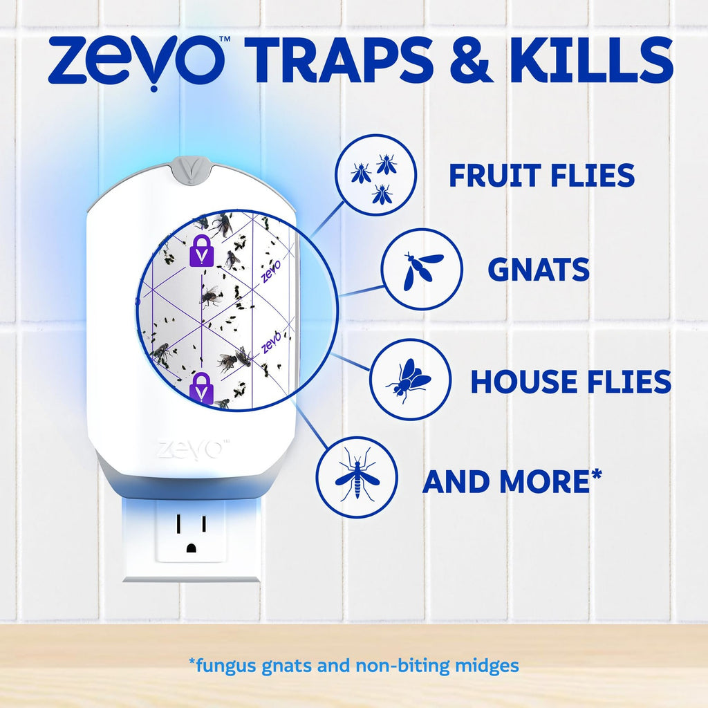 Zevo Flying Insect Trap Full Size Plug-In + 1 Cartridge Flies Gnats Indoor