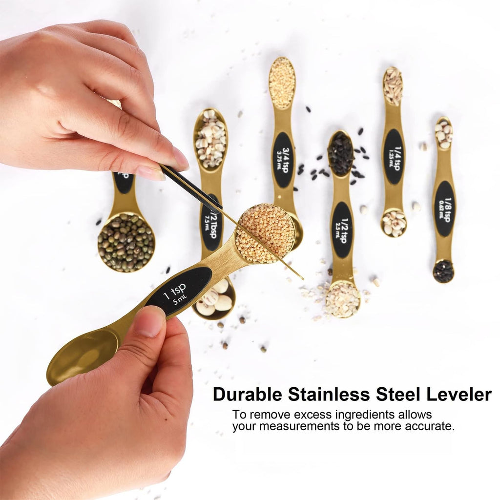 Magnetic Measuring Spoons Set Stainless Steel with Leveler Stackable