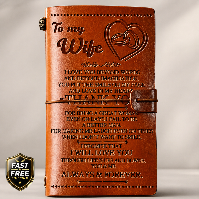 Leather Journal Gift for Wife Refillable Writing Notebook Travel Memory Keepsake