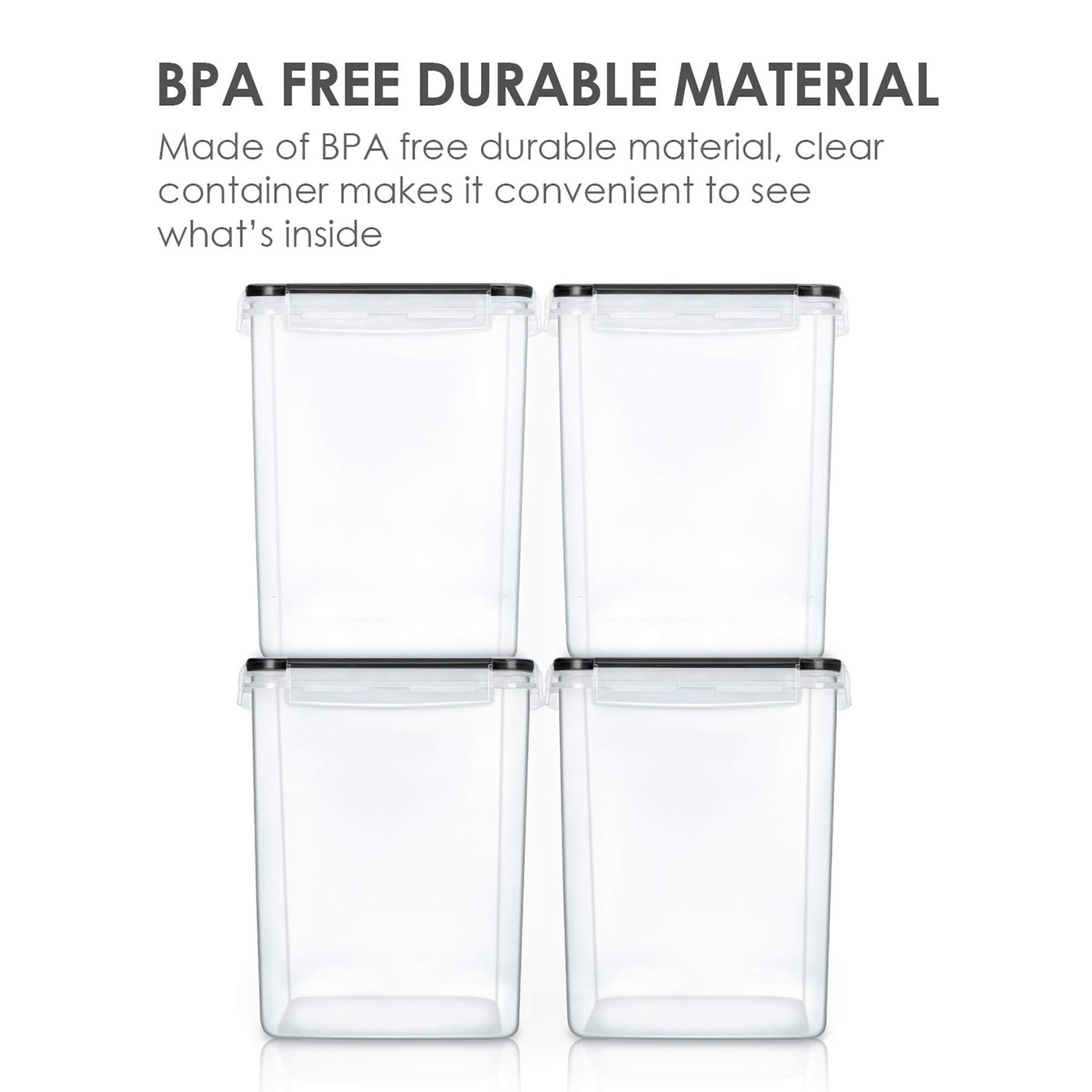 4 PCS Large Food Storage Containers 5.2L / 175oz, 4 Pieces BPA Free Plastic