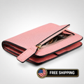 Toughergun Slim RFID Leather Wallet for Women Compact Bifold ID Coin Zip