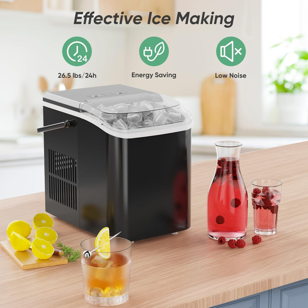 Portable Countertop Ice Maker 26lbs Daily 9 Cubes in 6 Mins Self Clean