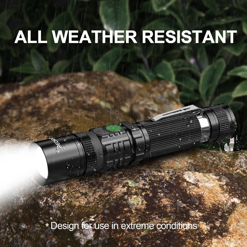 RECHOO Rechargeable LED Flashlight 1000 Lumens 5 Modes Zoom Camping Light