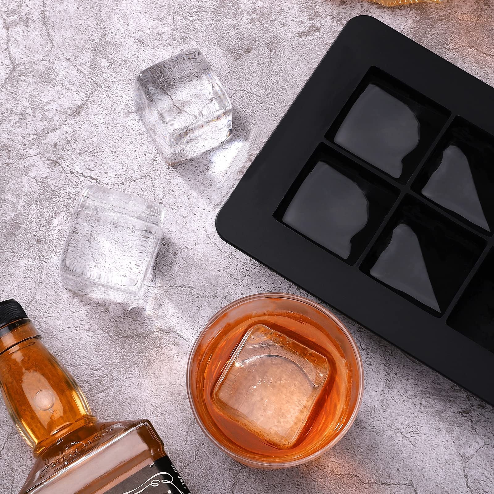 Ticent Ice Cube Trays (Set of 2 Silicone Sphere Whiskey Ice Ball Maker with Lids