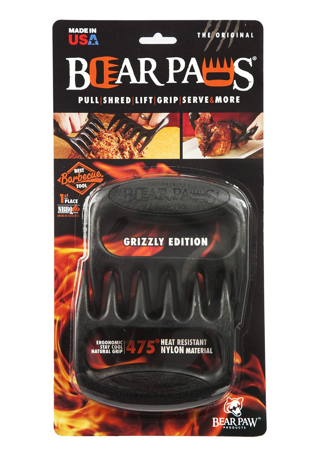 Original Bear Paws Meat Shredder Claws 2-Pack Black BPA-Free USA Made BBQ