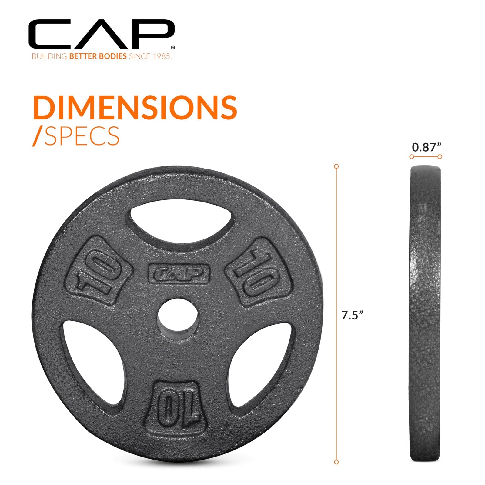 CAP Barbell Standard 1-Inch Grip Weight Plates 10 lbs BLACK, Pack (x2)