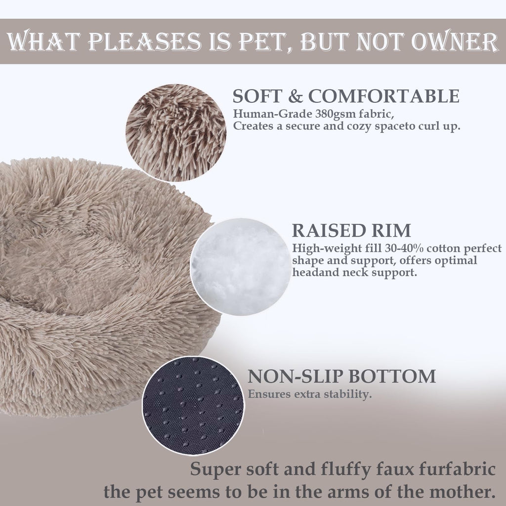 Washable Dog & Cat Bed for Ultra Large Small Medium Size Pet Calming Donut Round