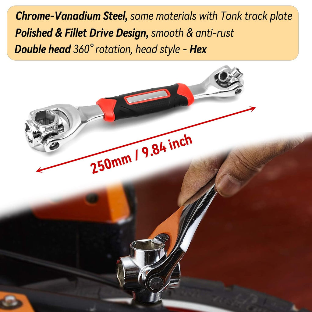 8-in-1 Universal Socket Wrench – 360° Multi-Size Ratchet Tool