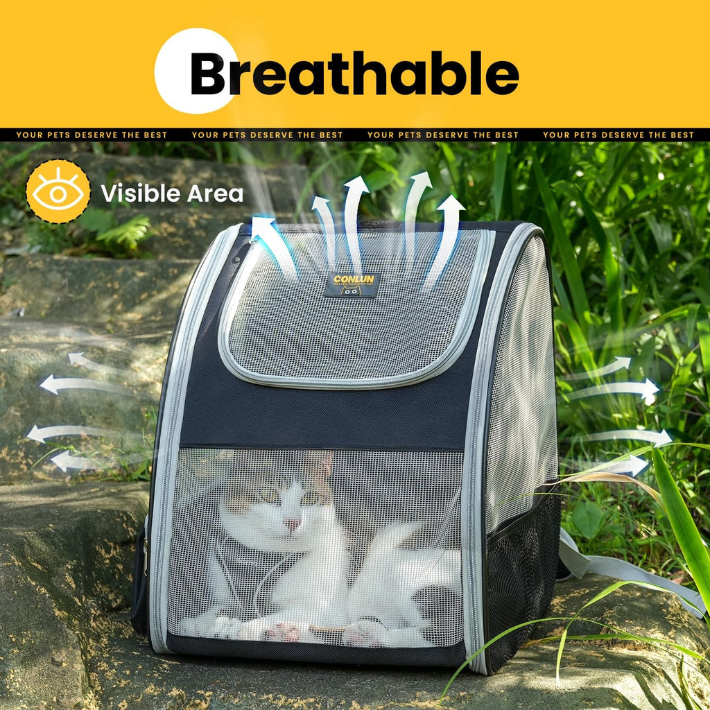 Conlun Cat Backpack Carrier Up to 15lbs Foldable 3 Mesh Travel Hiking