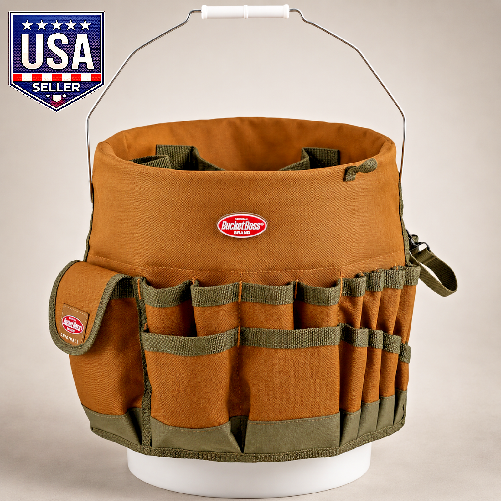 Bucket Boss The Bucketeer Bucket Tool Organizer in Brown Portable Hardware Tools