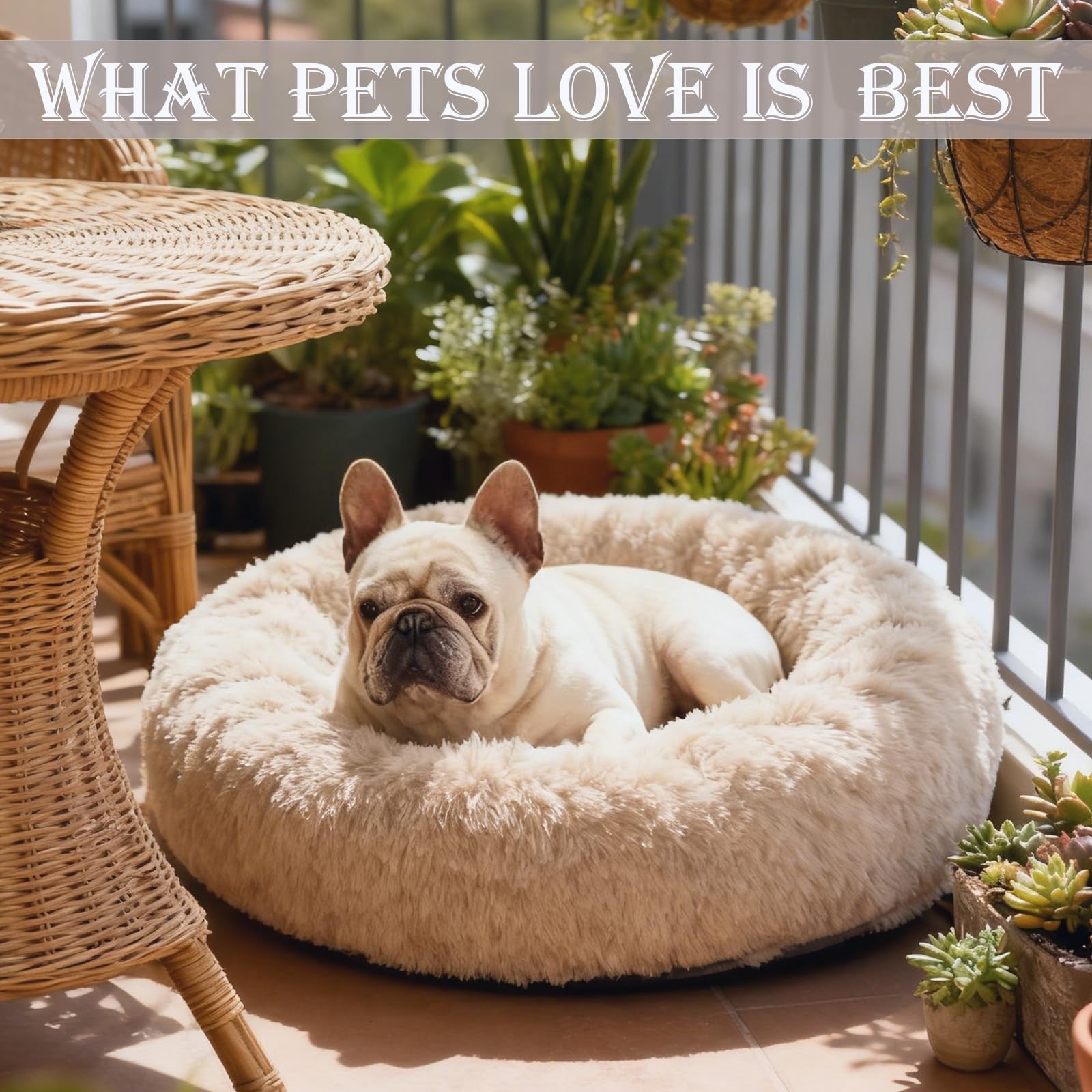 Washable Dog & Cat Bed for Ultra Large Small Medium Size Pet Calming Donut Round