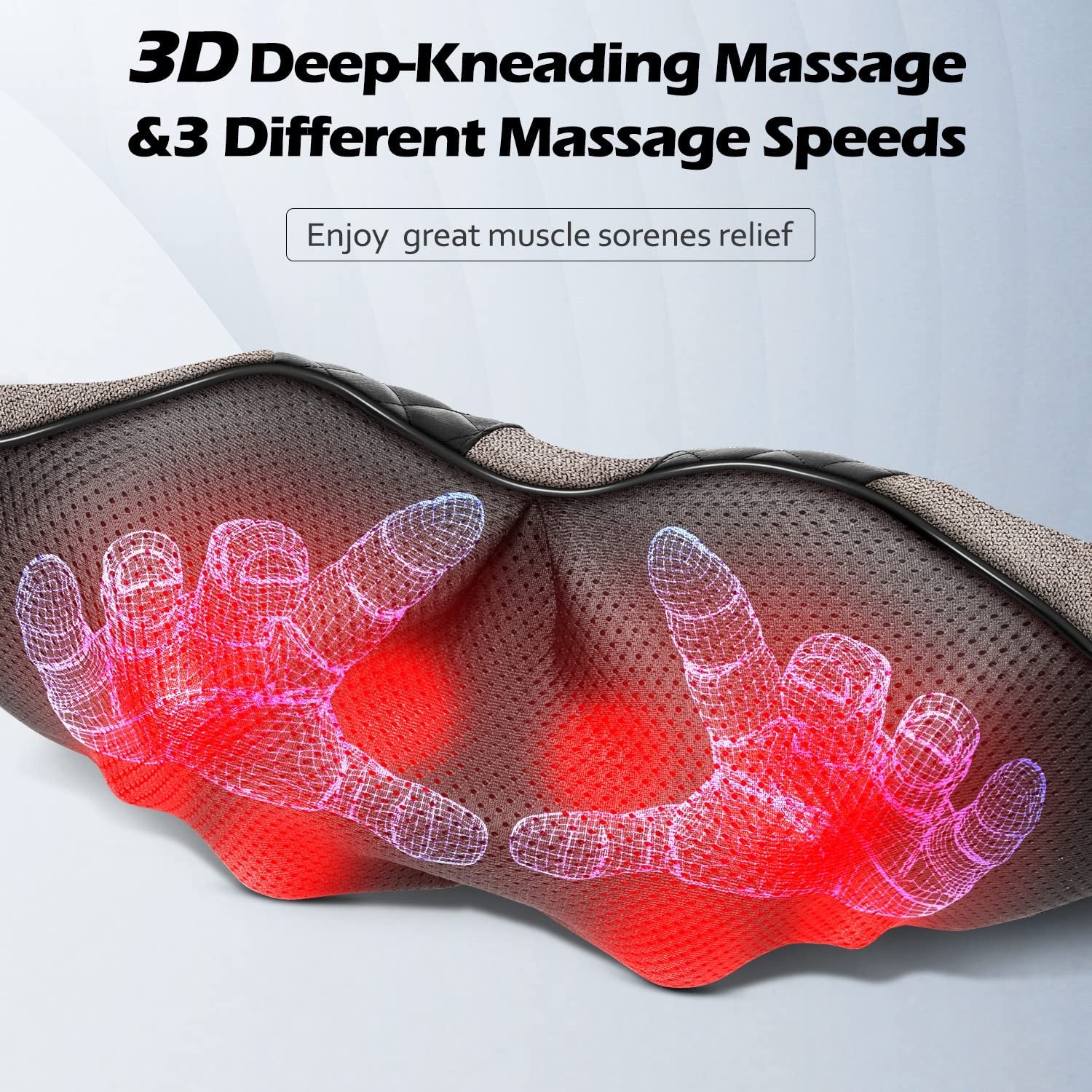 Blue Elf Shiatsu Electric Neck Back Massager Pillow 3D Kneading with Heat