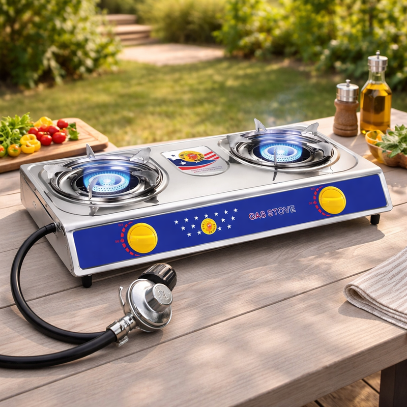 Vivicreate 2 Burner Propane Stove Portable Camping Cooktop Auto Ignition w Hose