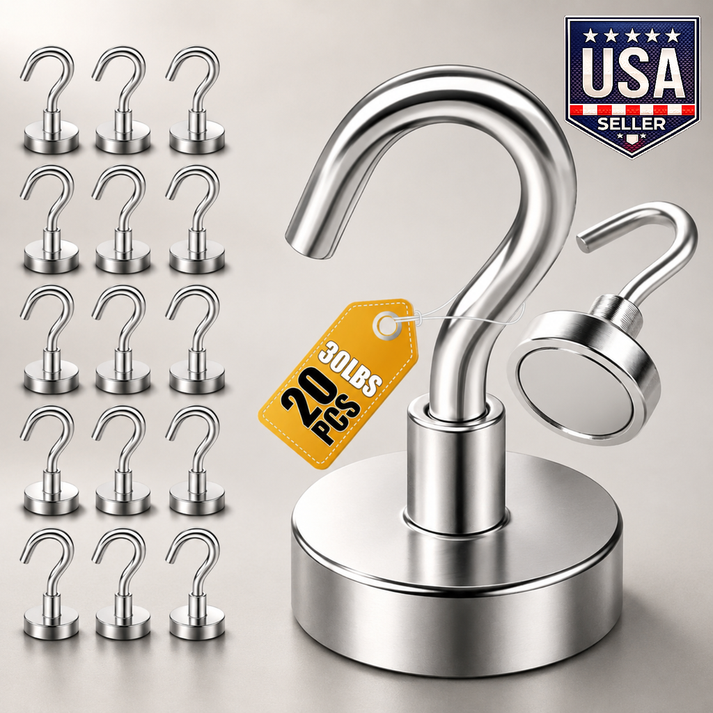 DIYMAG 20 Pack Magnetic Hooks 30 lb Heavy Duty Strong Magnets for Cruise Ship