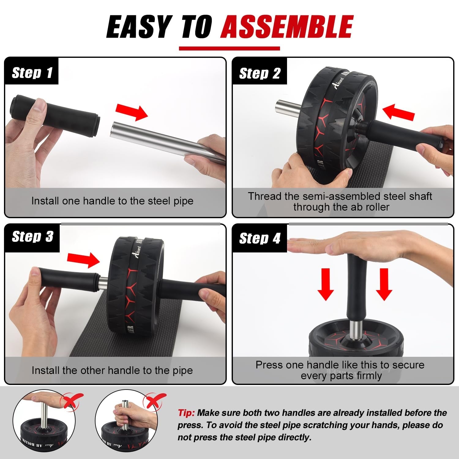 Abiarst Ab Roller Wheel, Abs Workout Equipment for Abdominal & Core Strength
