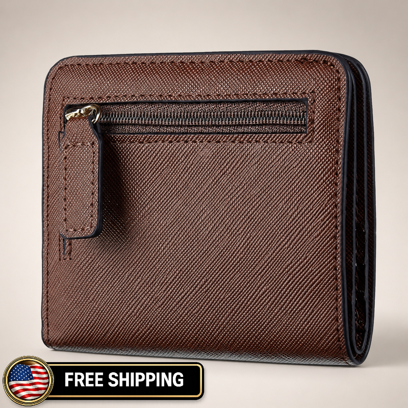 Toughergun Slim RFID Leather Wallet for Women Compact Bifold ID Coin Zipper