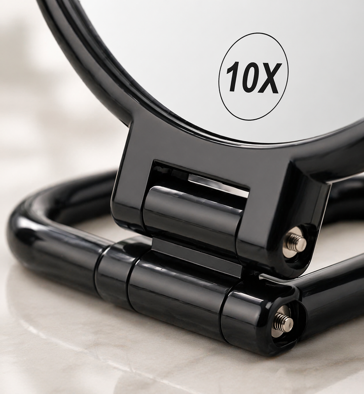 BOOMIBOO Handheld Magnifying Mirror 10X Foldable Travel Makeup Desk Vanity Black
