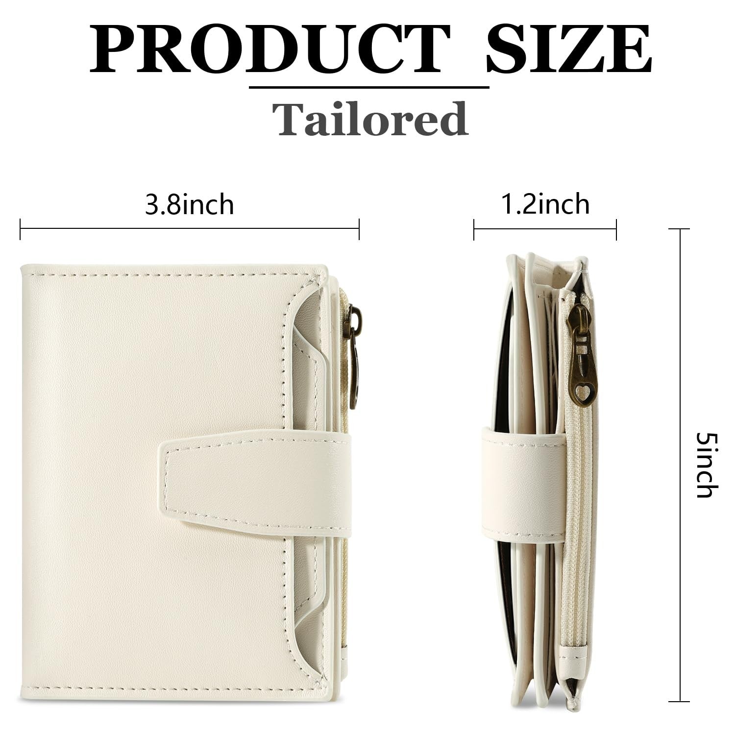 Airkit RFID Blocking Small Leather Wallet Women Compact Card Holder off white