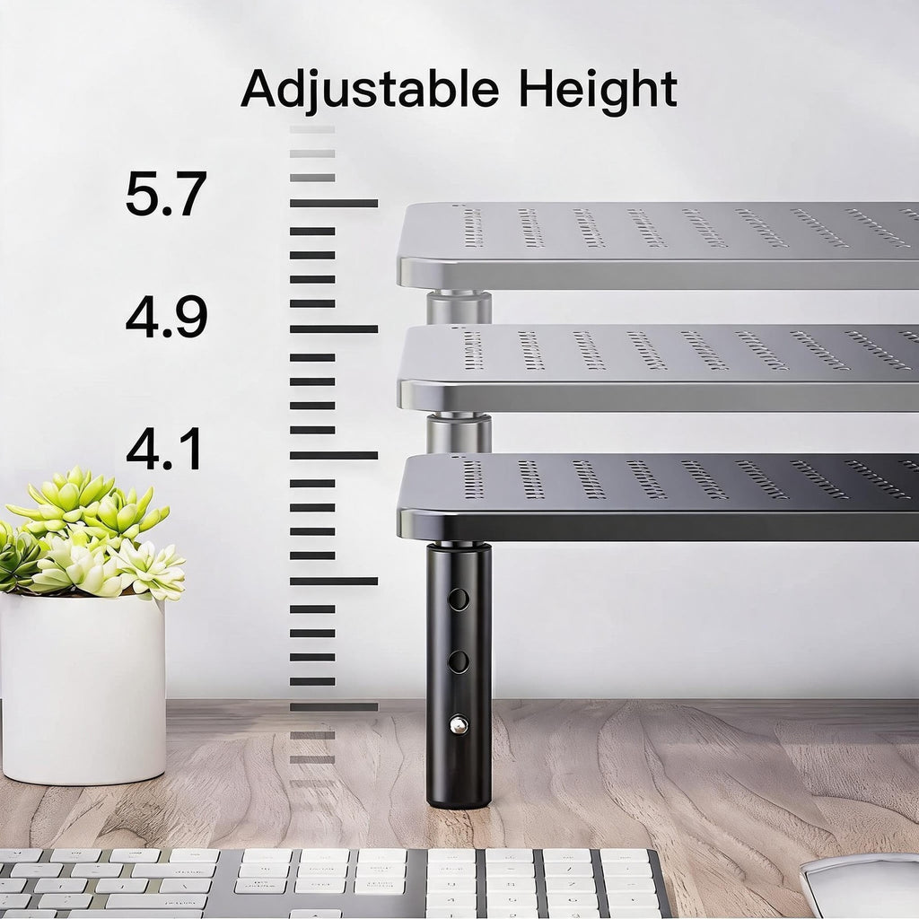 2 Pack Monitor Stand Riser for Desk Height Adjustable 14.5" x 9.1" Holds 44 lbs