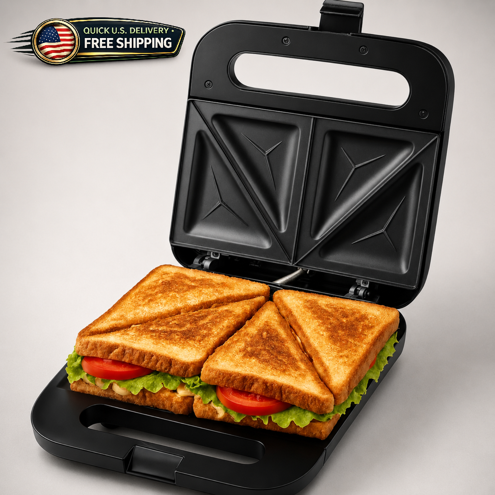 OVENTE Electric Sandwich Maker Nonstick 2 Slice Grill Black GPS401B 750W