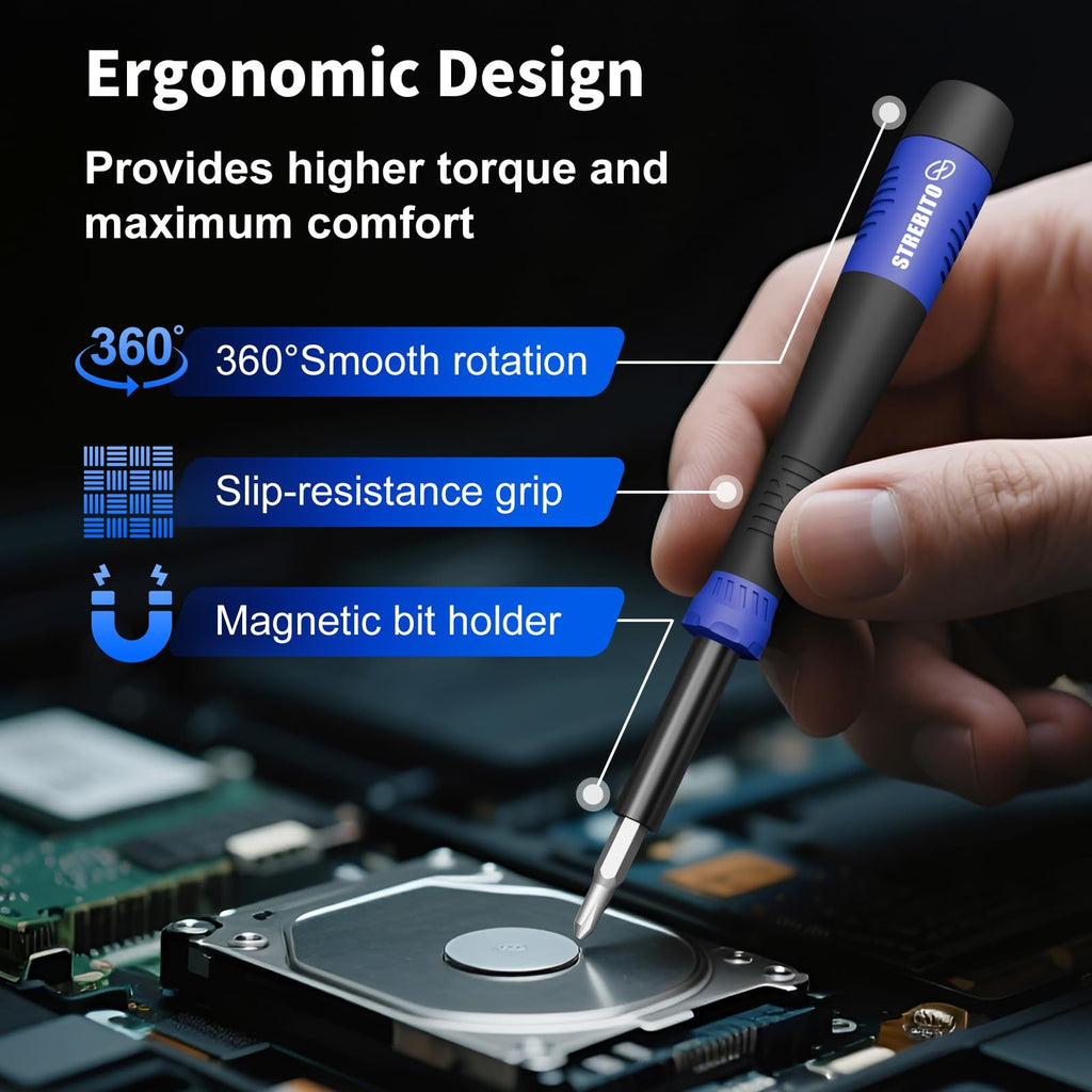 STREBITO Small Precision Screwdriver Set 64-piece with Torx, Triwing, Pentalobe,
