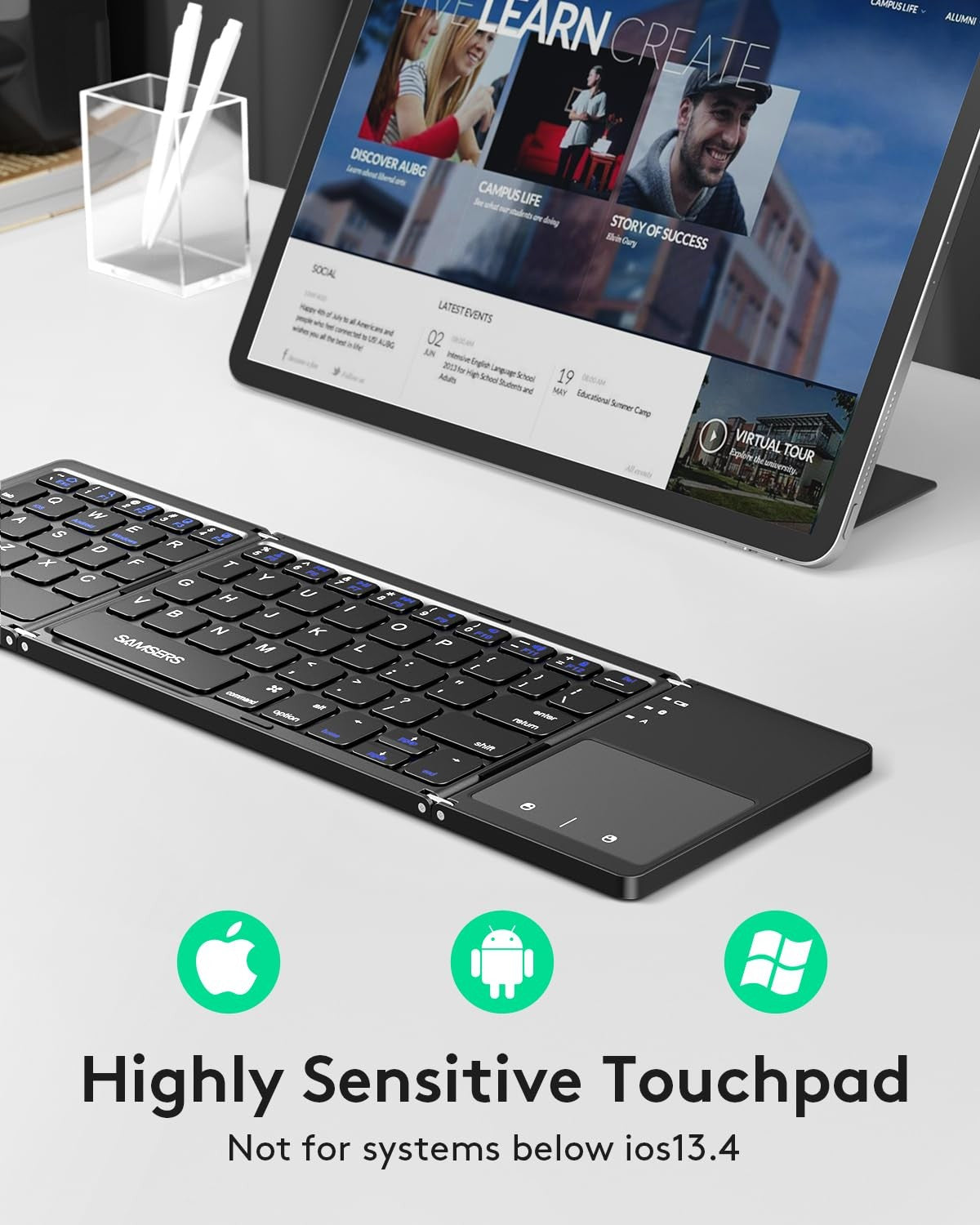 Samsers Foldable Bluetooth Keyboard with Touchpad for iOS Android Windows