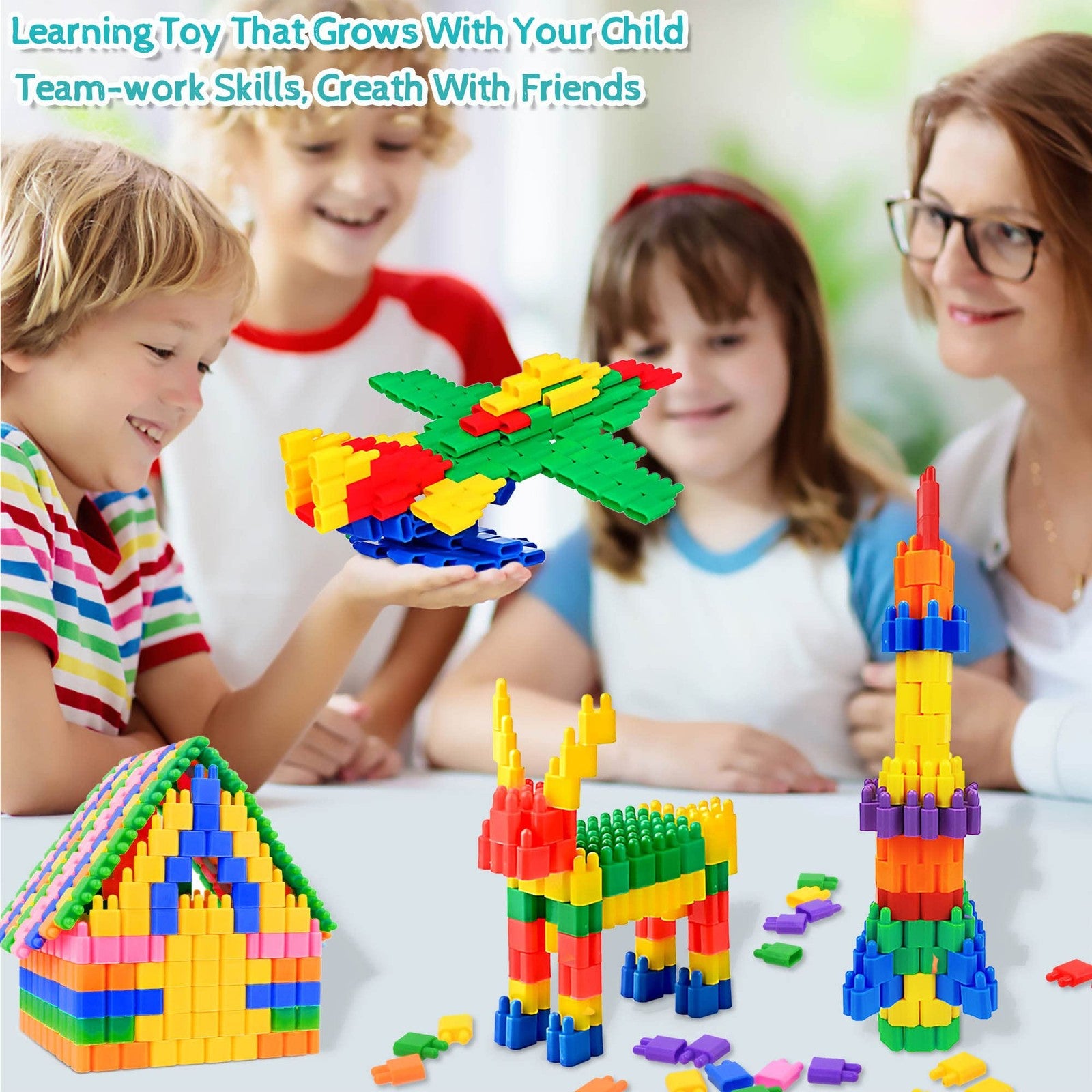 FUBAODA 600pcs Building Blocks Set Kids STEM Construction Toy Preschool Learning