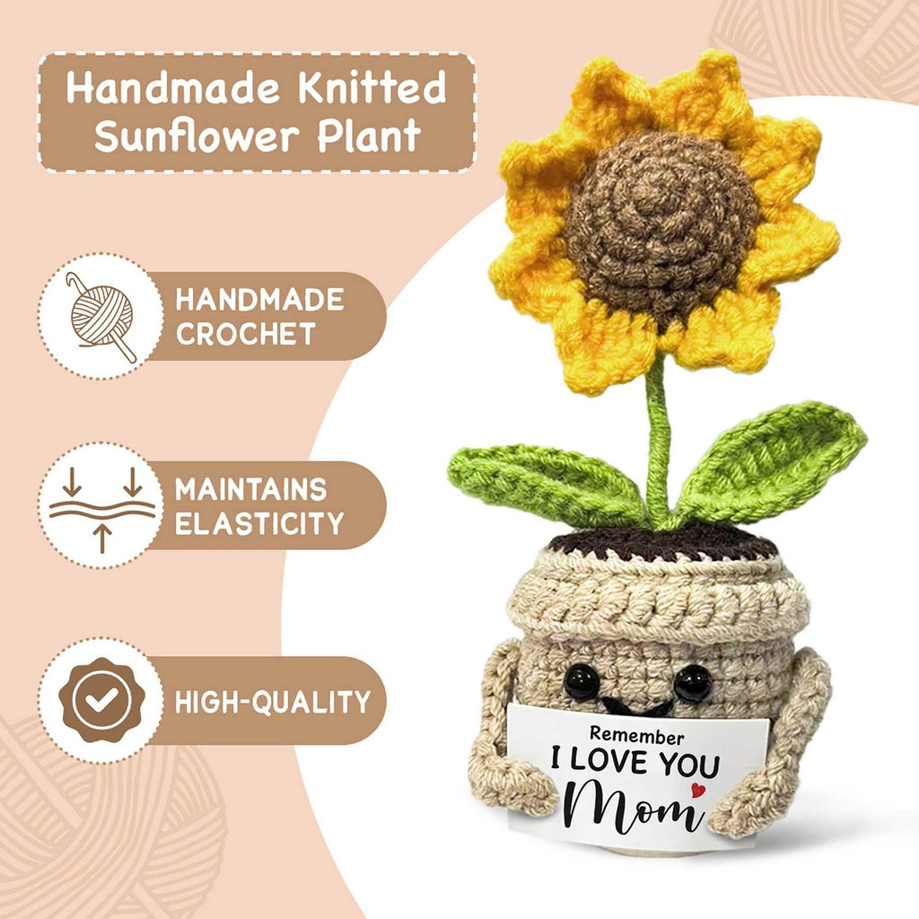 Crochet Sunflower Gift for Mom Handmade Cute Keepsake Desk Decor Home