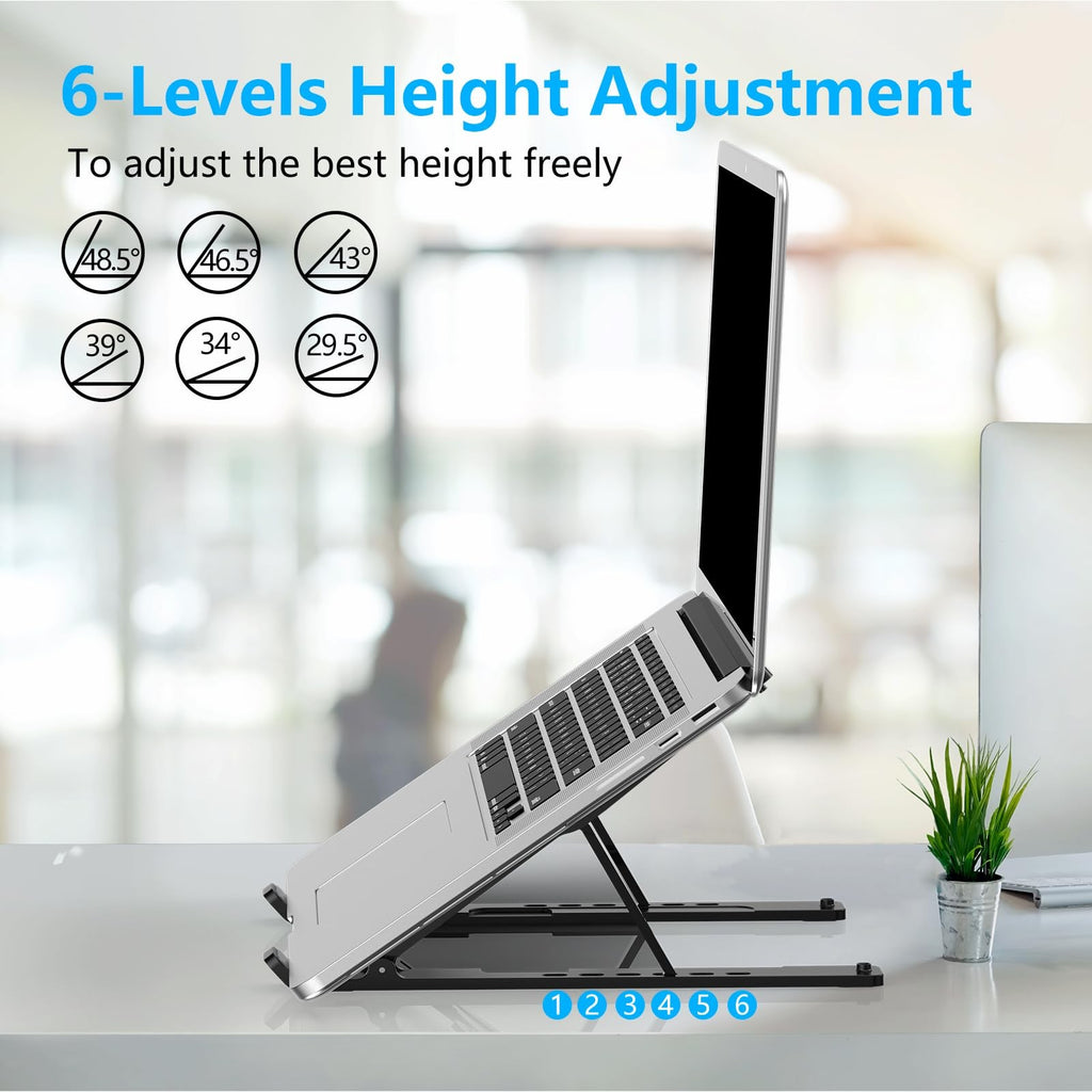 Adjustable Laptop Stand, Portable Laptop Riser for Desk, Abs+ Silicone, Foldable