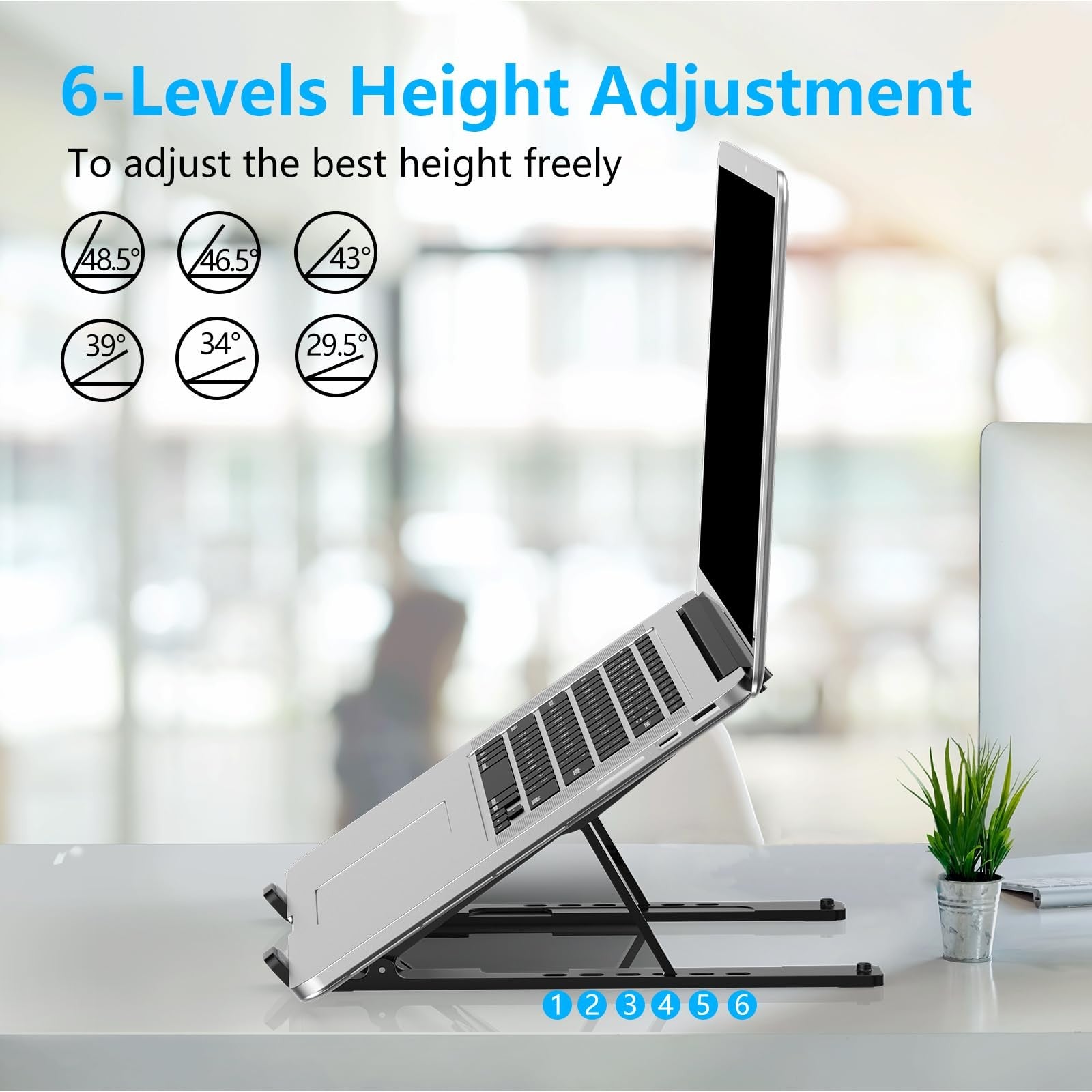 Adjustable Laptop Stand, Portable Laptop Riser for Desk, Abs+ Silicone, Foldable