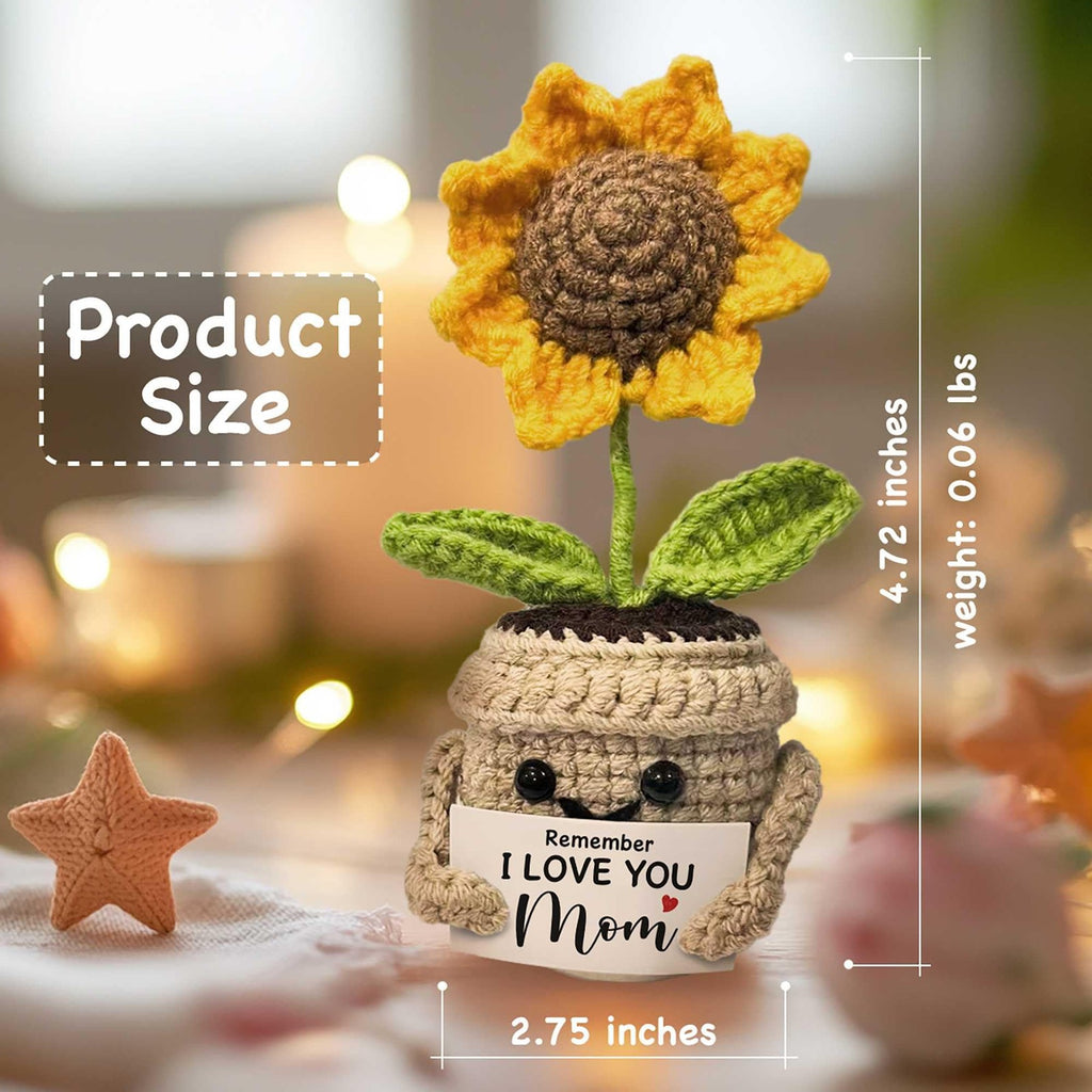 Crochet Sunflower Gift for Mom Handmade Cute Keepsake Desk Decor Home