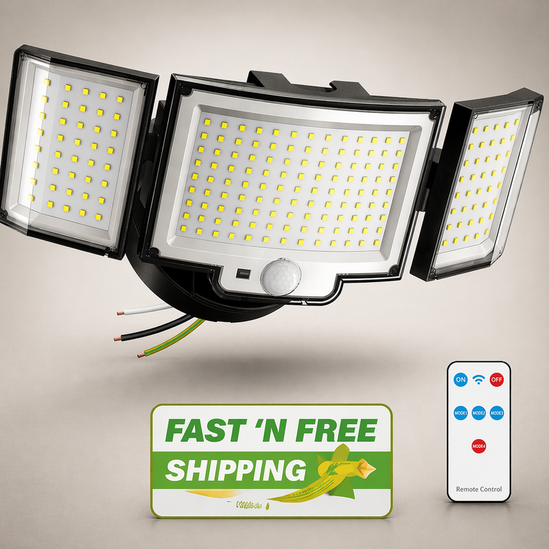 LED Security Motion Sensor Outdoor Lights 6500K Remote Control Floodlights, Dusk